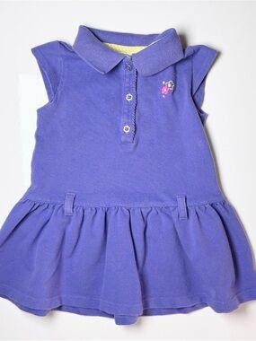Vintage Y2K Little Me Purple Contrast Yellow Polka Dot Jersey Knit Top 12M